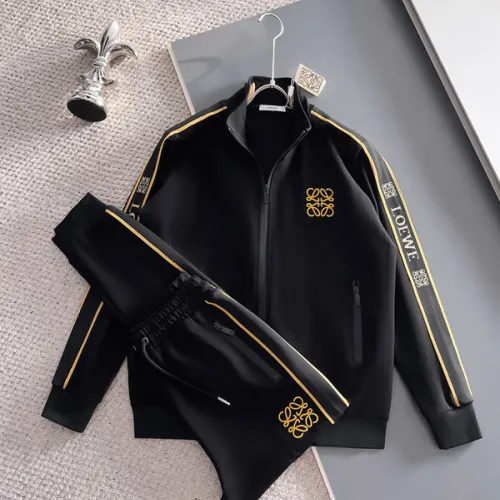 Loewe Inspired Black Tracksuit Set with Gold Accents #B54339