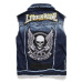 New men's denim vest trendy men wash Black Embroidered Skull #99919811