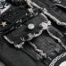 New men's denim vest trendy men wash Black Embroidered Skull #99919812