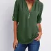 V-neck zipper large size women's long-sleeved sleeves loose chiffon shirt (S-5XL) #9116411