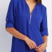 V-neck zipper large size women's long-sleeved sleeves loose chiffon shirt (S-5XL) #9116411