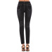 Foreign trade women's high elastic slim hole jeans Amazon Women's medium waist large denim black pants #99898211