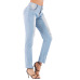 Foreign trade women's high elastic slim hole jeans Amazon Women's medium waist large denim black pants #99898212