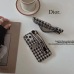 Christian Dior iPhone 13/ Phone 13 Pro /Phone 13 Pro Max /Phone 12 / 11 Fabric Embroidered Wrist Strap Half Case #99921803