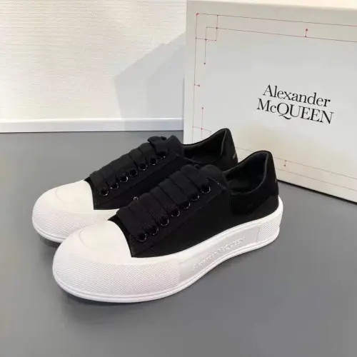 Alexander McQueen Sneakers for Women Deck Skate Plimsoll Lace-Up Black White Size 35-40 #B54477