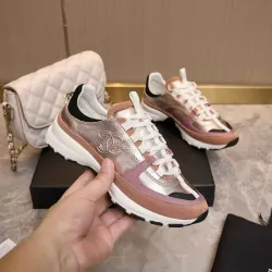 Chanel Metallic Pink Rose Gold Sneakers #B54296