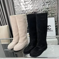 Chanel shoes for Women Chanel Boots CC High Boots Black/White #B53978