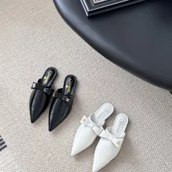 Chanel shoes for Women's Chanel Pumps Mule Chanel Couro Branca Black/White #B54132