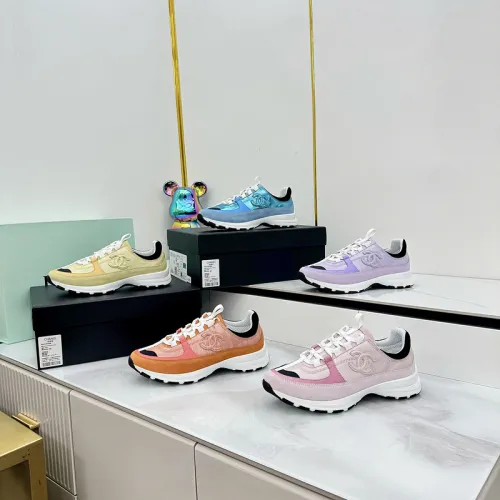 Chanel Denim Suede Calfskin Neon Orange CC Logo Trainers #B53157