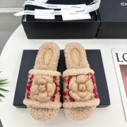 Chanel shoes for Women's Camellia Platform Slippers Heel Height:4cm #B53976