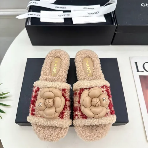 Chanel shoes for Women's Camellia Platform Slippers Heel Height:4cm #B53976