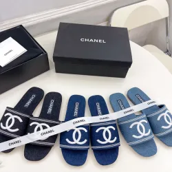 Chanel shoes for Women's Chanel slippers Black/Blue #B47714