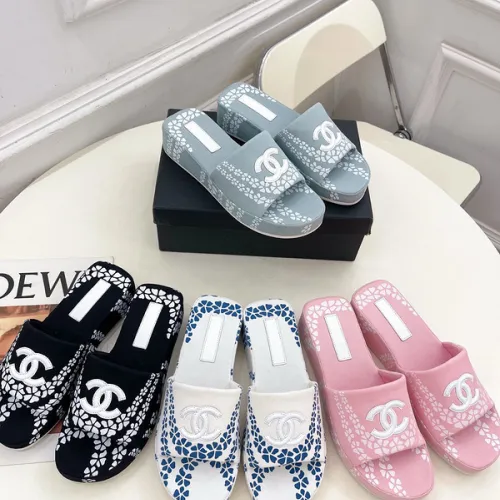 Chanel shoes for Women's Chanel slippers Flat Sandals for women Heel height:4.5cm Black/Pink #B54125