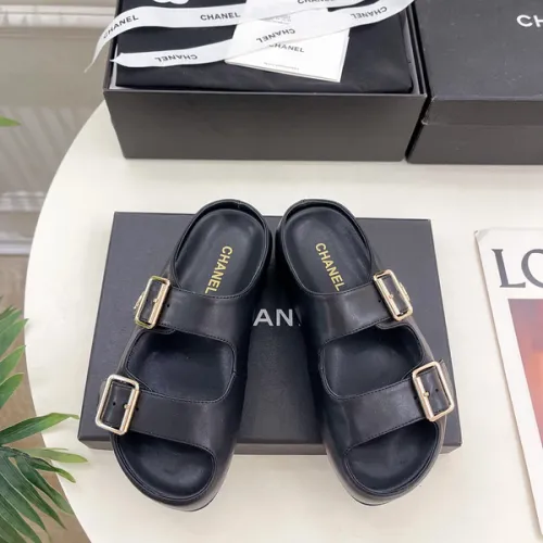 Chanel shoes for Women's Chanel slippers Flat Sandals for women Lola Cruz in leather Heel height:4.5cm Black/Brown/White #B54124