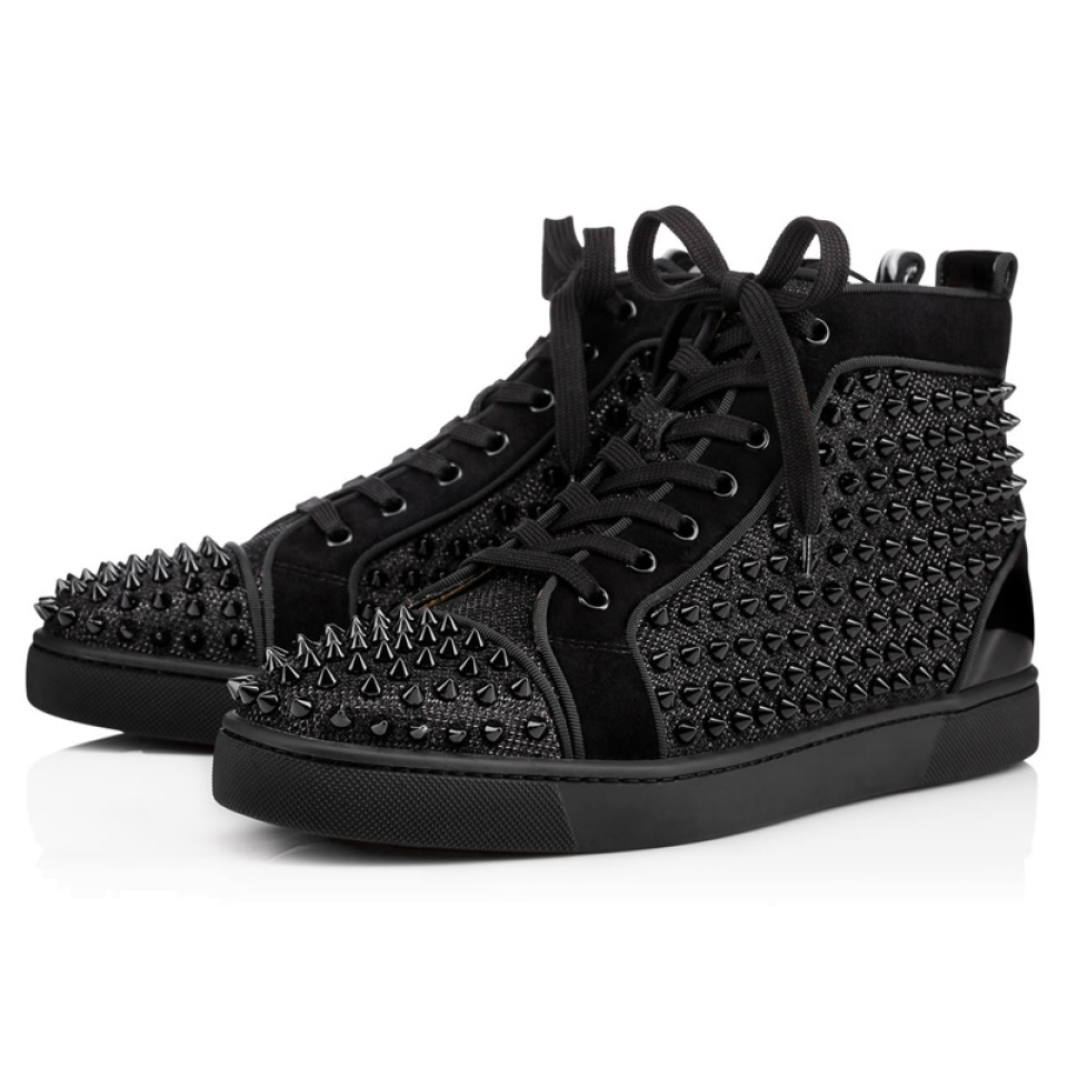 Buy Cheap Christian Louboutin designer shoes Studded Spikes triple black red suede leather men ...