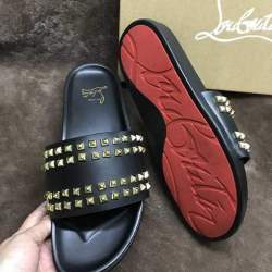 Christian Louboutin CL Liulin red slippers with cowhide inner sheepskin and original rubber combined bottom #99897264