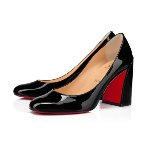 Women's CL Pumps Christian Louboutin Miss Sab 85MM Patent Leather Black Pumps #B53065