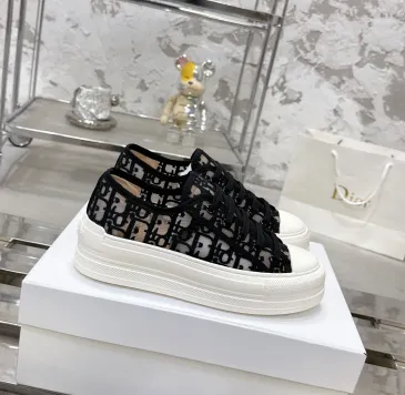 Dior Oblique Embroidery Platform Canvas Sneakers 4.5cm Sole #B66714