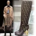 Fendi Women's Knee   High Boots  Iconic FF Monogram with Gold Heel Detail for Luxury Fashion Lovers #B56268