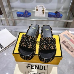 Fendi shoes women FF denim flatform slides Black #B48868