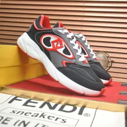 Fendi shoes for Men's Fendi New Domino Sneakers Grey/Red #B52927