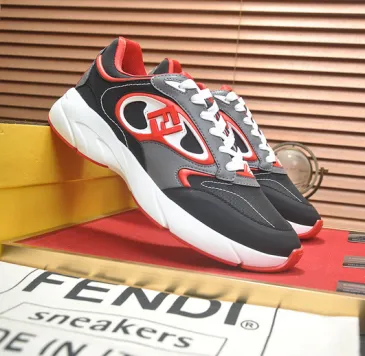 Fendi shoes for Men's Fendi New Domino Sneakers Grey/Red #B52927