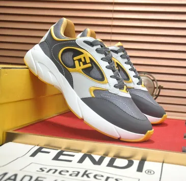 Fendi shoes for Men's Fendi New Domino Sneakers Grey/Yellow #B52928