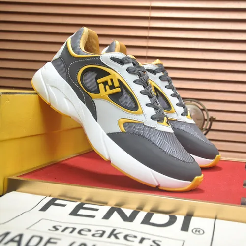 Fendi shoes for Men's Fendi New Domino Sneakers Grey/Yellow #B52928
