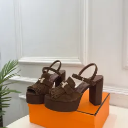 Hermes Style Platform Sandals with H Buckle & Tassel 10cm Heel #B66255 Hermes Style Platform Sandals with H Buckle & Tassel 10cm Heel #B66255