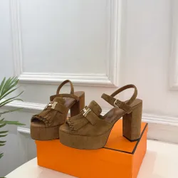 Hermes Style Platform Sandals with H Buckle & Tassel 10cm Heel #B66256 Hermes Style Platform Sandals with H Buckle & Tassel 10cm Heel #B66256