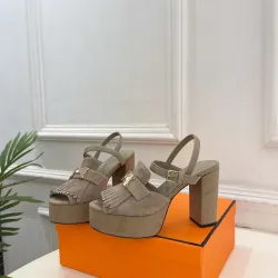 Hermes Style Platform Sandals with H Buckle & Tassel 10cm Heel #B66257 Hermes Style Platform Sandals with H Buckle & Tassel 10cm Heel #B66257