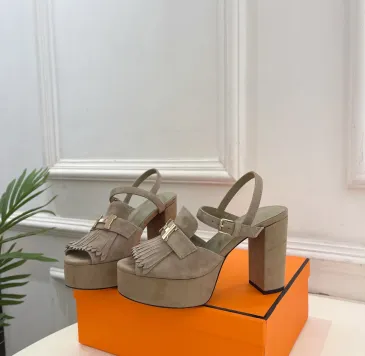 Hermes Style Platform Sandals with H Buckle & Tassel 10cm Heel #B66257
