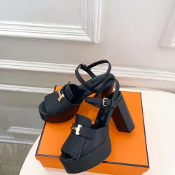 Hermes Style Platform Sandals with H Buckle & Tassel 10cm Heel #B66258 Hermes Style Platform Sandals with H Buckle & Tassel 10cm Heel #B66258
