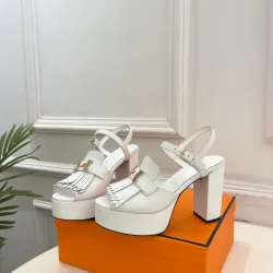 Hermes Style Platform Sandals with H Buckle & Tassel 10cm Heel #B66259 Hermes Style Platform Sandals with H Buckle & Tassel 10cm Heel #B66259