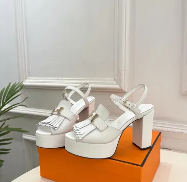 Hermes Style Platform Sandals with H Buckle & Tassel 10cm Heel #B66259