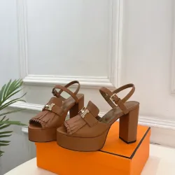 Hermes Style Platform Sandals with H Buckle & Tassel 10cm Heel #B66260 Hermes Style Platform Sandals with H Buckle & Tassel 10cm Heel #B66260