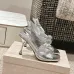 Jimmy Choo Shoes Metallic Leather Platform Sandals Sliver #B48808