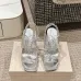 Jimmy Choo Shoes Metallic Leather Platform Sandals Sliver #B48808