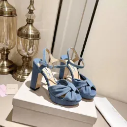 Jimmy Choo Shoes Nappa Leather Platform Sandals Blue #B48707