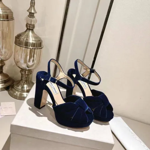 Jimmy Choo Shoes Nappa Leather Platform Sandals Dark Blue #B48709