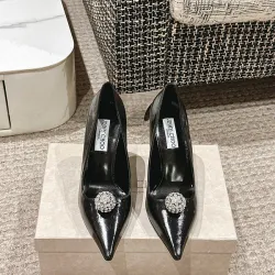 Jimmy Choo Shoes Orb Pump 50 Metallic Leather Pumps Black #B48813