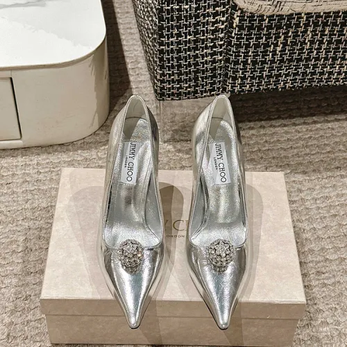 Jimmy Choo Shoes Orb Pump 50 Metallic Leather Pumps Sliver #B48811