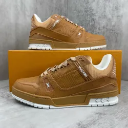 Brand L Brown Leather Low Top Couples Sneakers #B54282