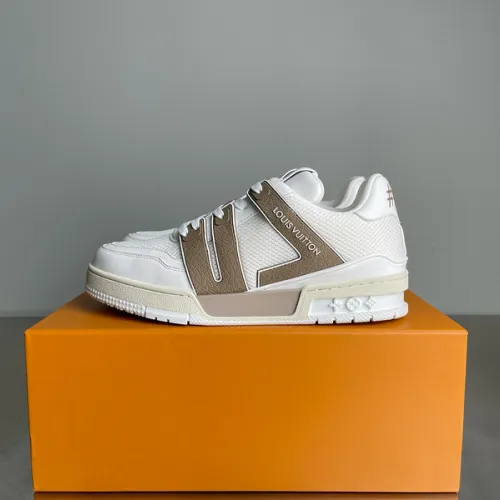 Louis Vuitton White Beige Strap Accent Sneakers #B54289