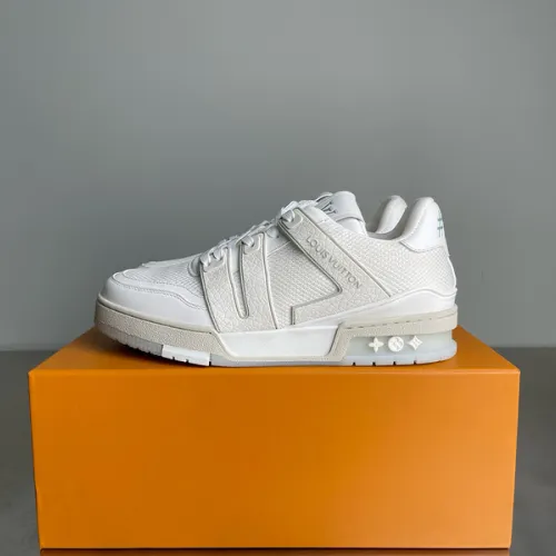 Louis Vuitton White Leather Strap Detail Sneakers #B54288