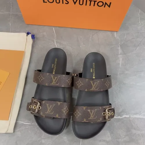 Louis Vuitton Brown Monogram Canvas Bom Dia Flat Slides #B50430