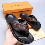 Men Louis Vuitton Slippers Casual Leather flip-flops Double leather high quality outsole wear resistant #99897391