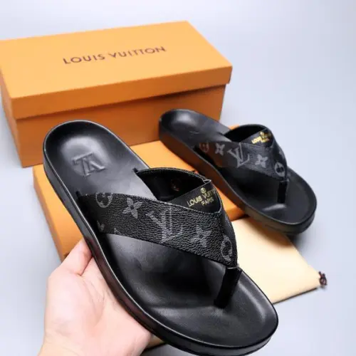 Men Louis Vuitton Slippers Casual Leather flip-flops Double leather high quality outsole wear resistant #99897392