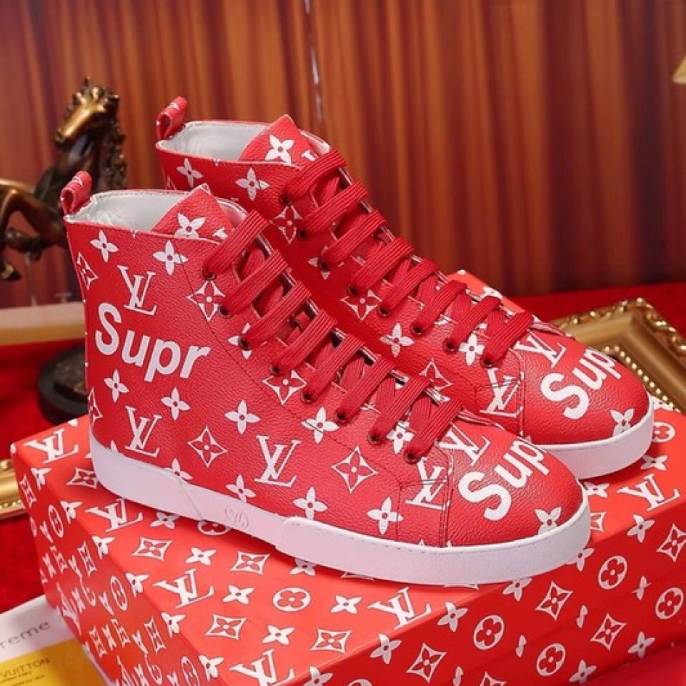 Buy Cheap Men&#39;s Louis Vuitton high Sneakers red #9101032 from www.semashow.com