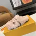 Louis Vuitton Cozy Fluffy Slippers with Leather Straps and Brand Embellishments #B54546